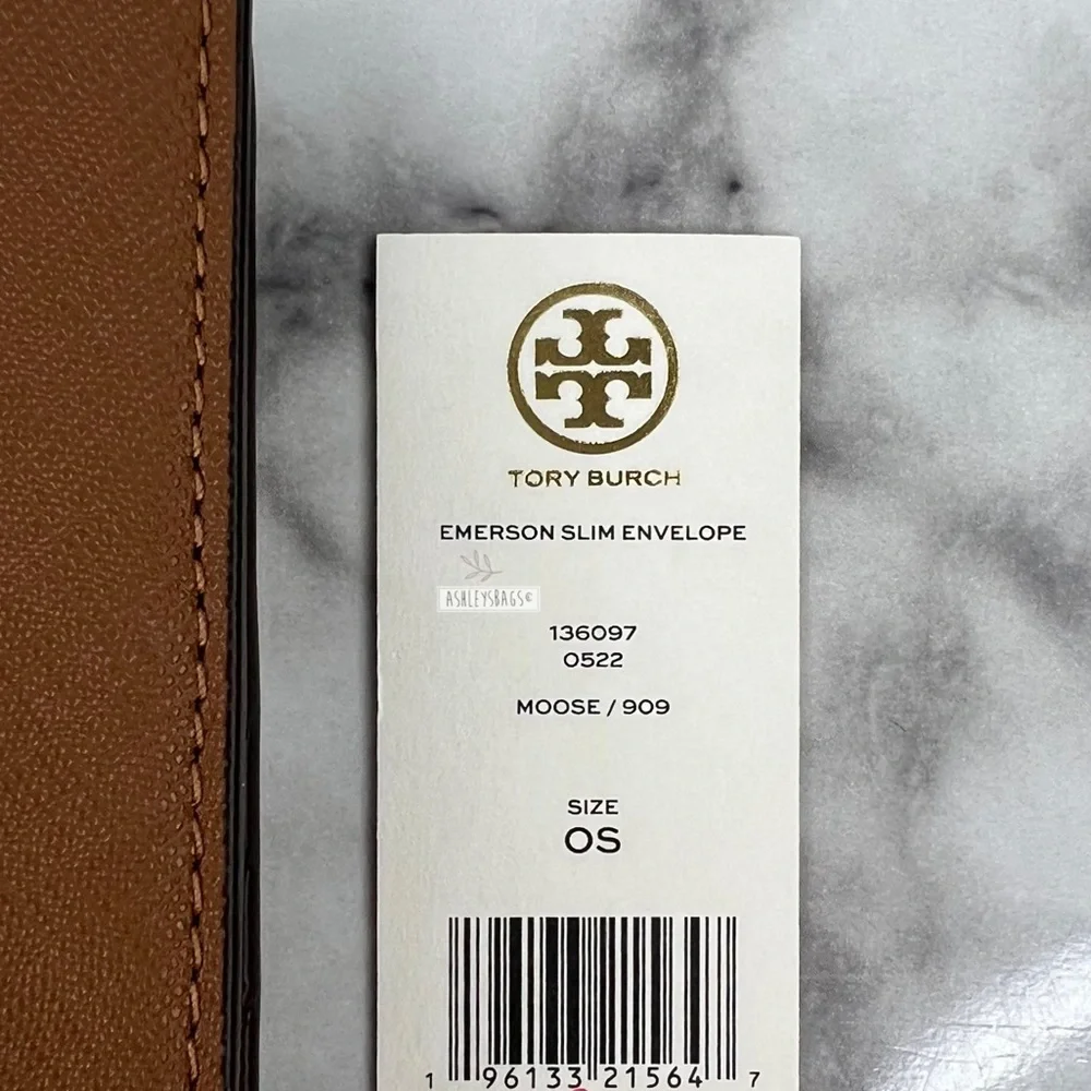 Tory Burch Emerson Large Double Zip Tote & Emerson Slim Wallet In Moose Brown - Picture 16 of 16